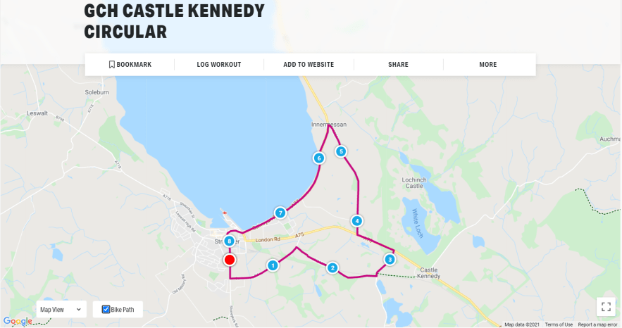 Stranraer Castle Kennedy route map