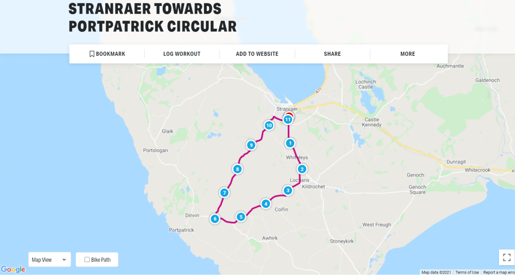 Stranraer to Portpatrick route map